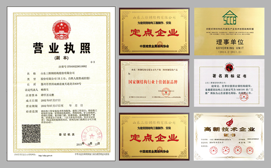 三維獲得的榮譽資質(zhì)